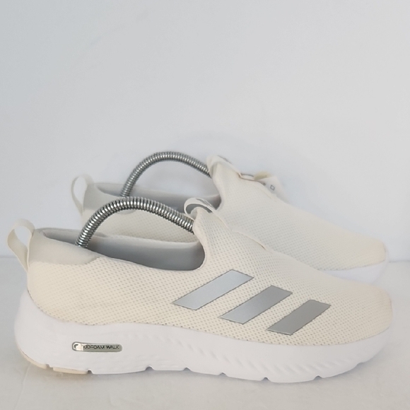 adidas Shoes - Adidas Cream Slip-On Sneakers with Silver Stripes